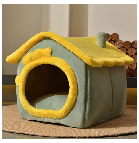 Cozy Foldable Dog House – Warm & Enclosed Bed for Pets This Winter!