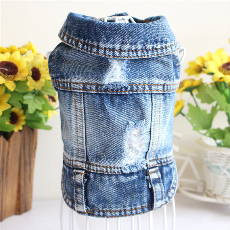 Designer pet Clothes Small Dog Denim Jacket Coat Cat Costume Puppy Jeans Vest Spring Clothing