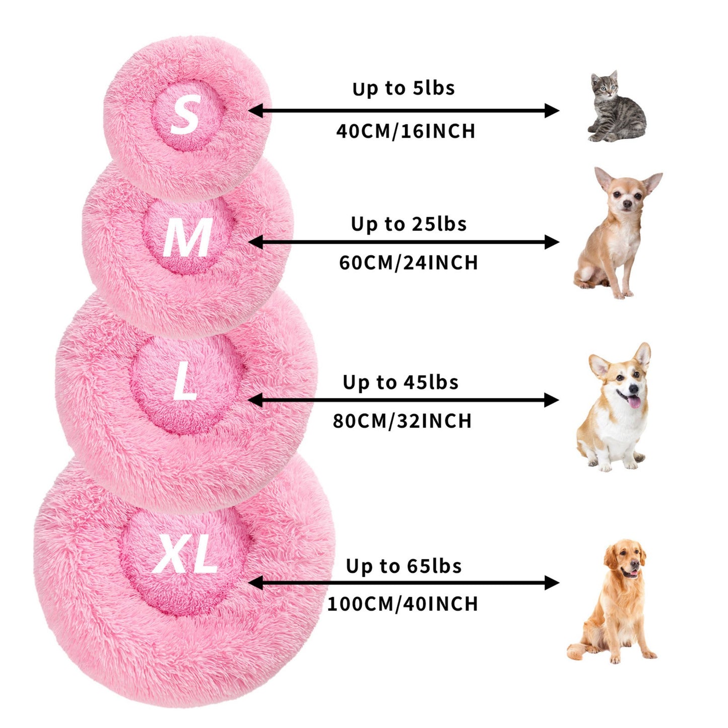 "Fluffy Donut Dog Bed – Soft, Calming Cushion for Small & Large Pets"