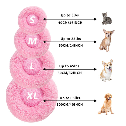 "Fluffy Donut Dog Bed – Soft, Calming Cushion for Small & Large Pets"