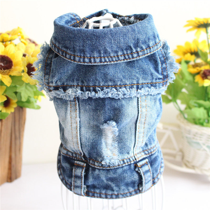 Designer pet Clothes Small Dog Denim Jacket Coat Cat Costume Puppy Jeans Vest Spring Clothing