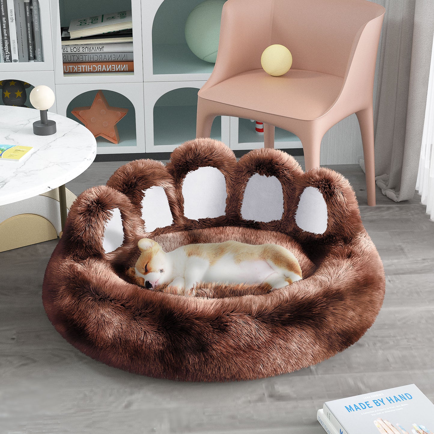 Cozy Bear Paw Pet Bed – Warm, Removable, and Washable Kennel for Deep Sleep