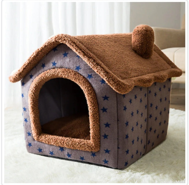 Cozy Foldable Dog House – Warm & Enclosed Bed for Pets This Winter!