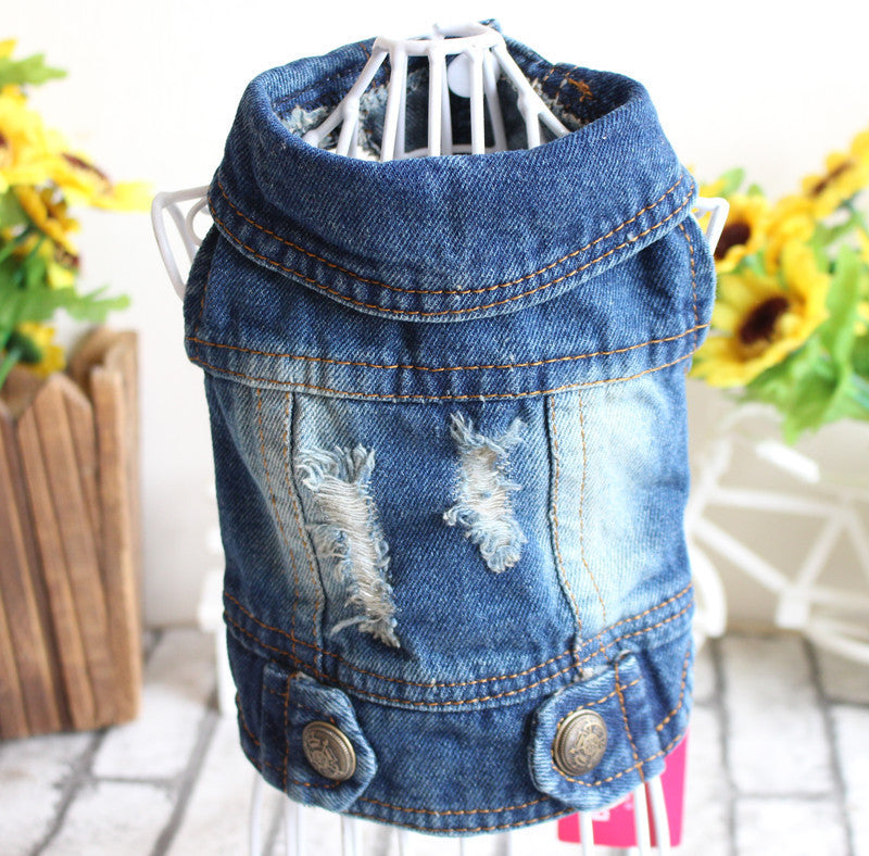 Designer pet Clothes Small Dog Denim Jacket Coat Cat Costume Puppy Jeans Vest Spring Clothing