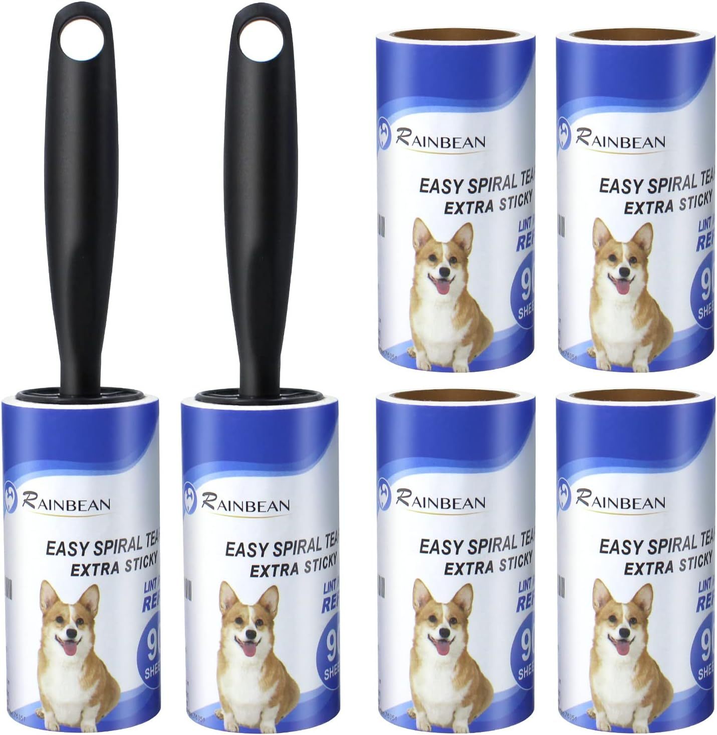 "RAINBEAN Extra Sticky Lint Rollers – 540 Sheets, Pet Hair Remover for Clothes & Furniture"