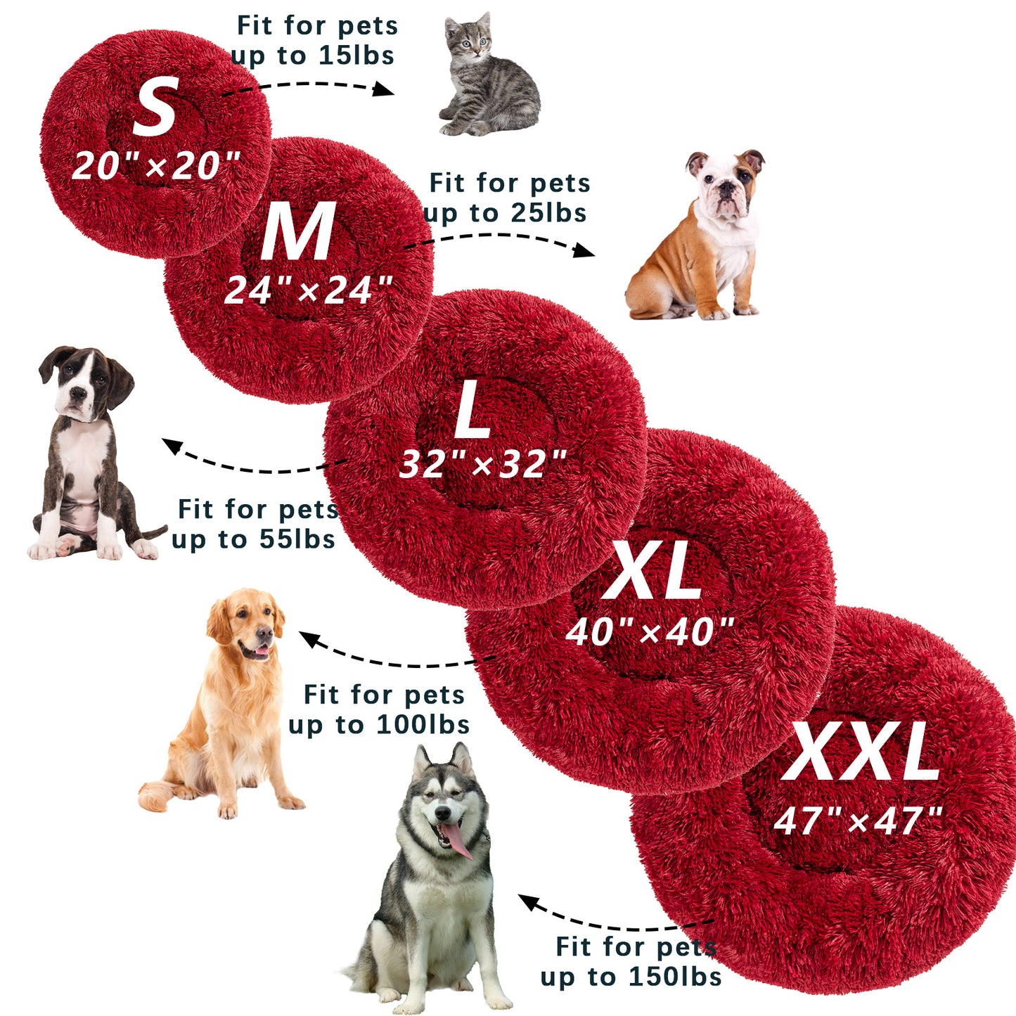 "Fluffy Donut Dog Bed – Soft, Calming Cushion for Small & Large Pets"