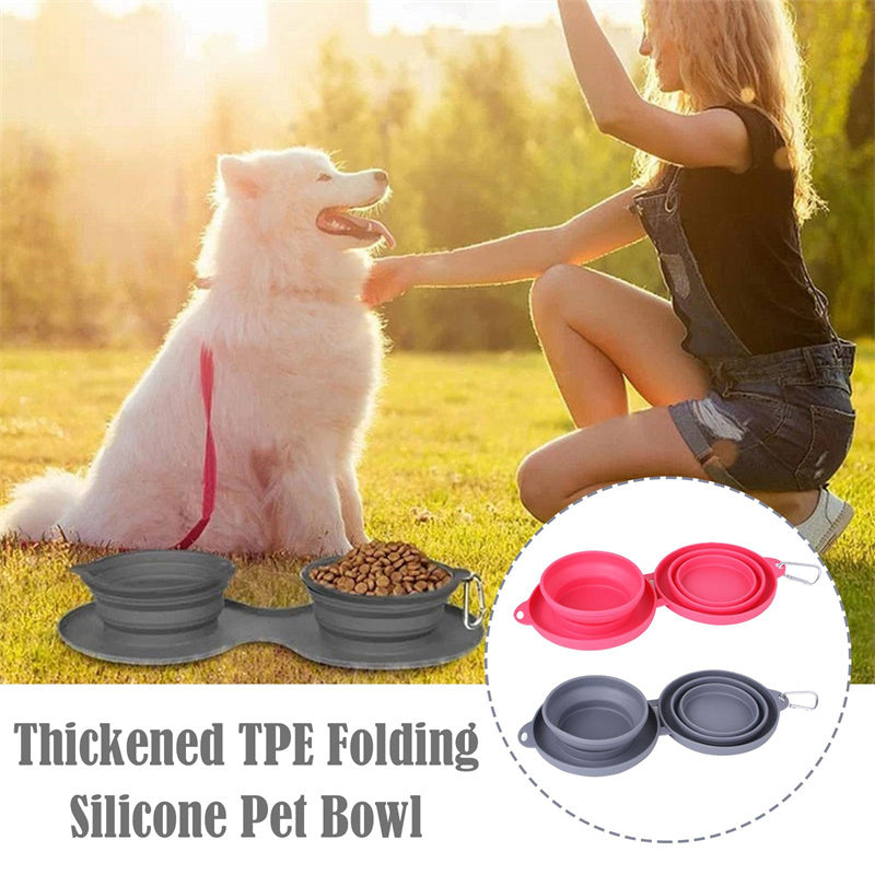 Portable Rubber Foldable Double Pet Bowl – Convenient, Space-Saving Feeding Solution!