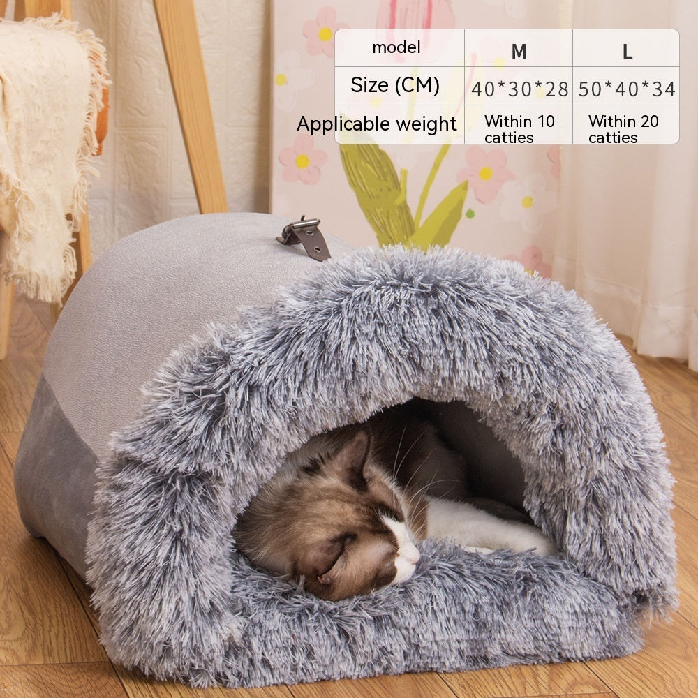 Portable Warm Pet Nest for Cats & Dogs – Cozy, Moisture-Proof Autumn/Winter Bed