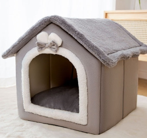 Cozy Foldable Dog House – Warm & Enclosed Bed for Pets This Winter!