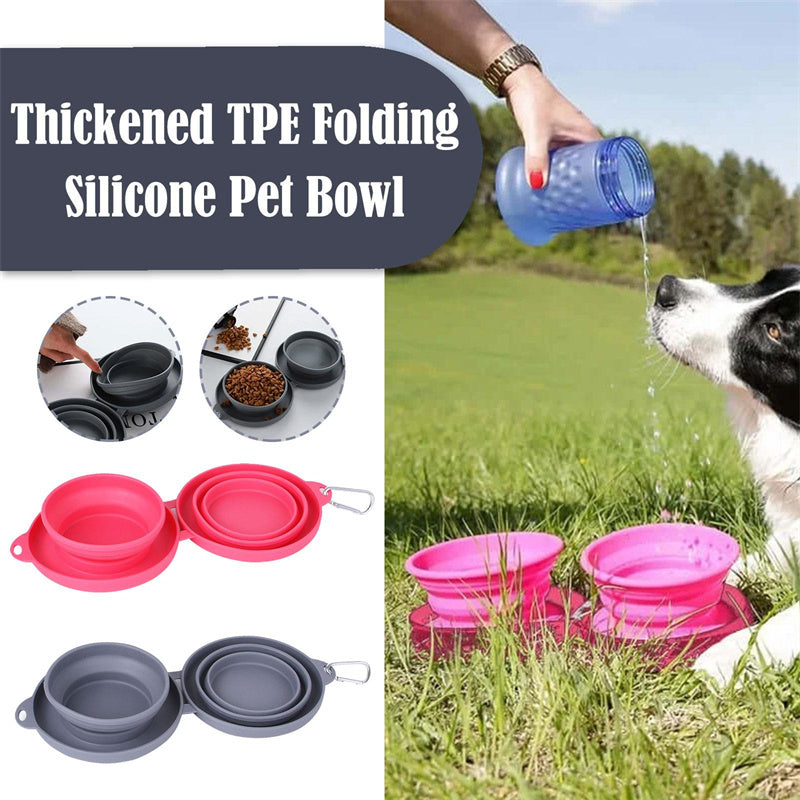Portable Rubber Foldable Double Pet Bowl – Convenient, Space-Saving Feeding Solution!