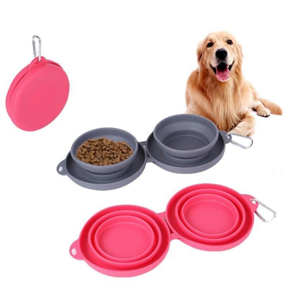 Portable Rubber Foldable Double Pet Bowl – Convenient, Space-Saving Feeding Solution!