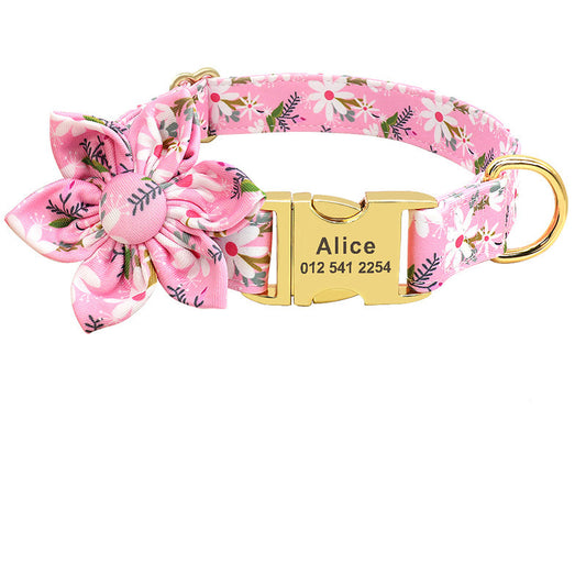 Fashion Printed Personalized Nylon Collar Custom Pet Puppy Cat Collars Engraved ID Tag Collars Accessories