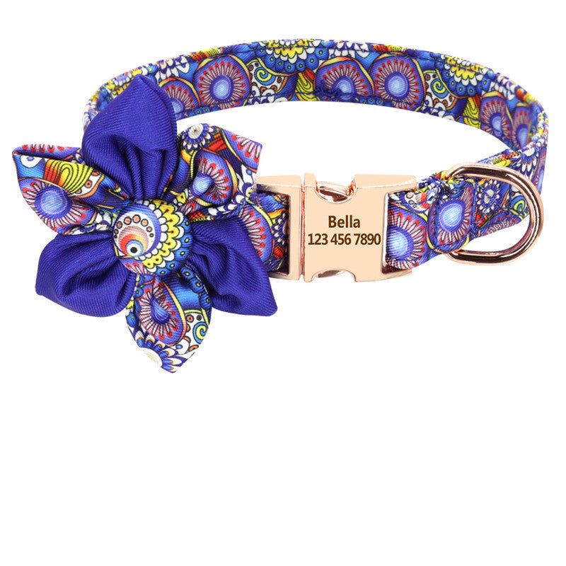 Fashion Printed Personalized Nylon Collar Custom Pet Puppy Cat Collars Engraved ID Tag Collars Accessories