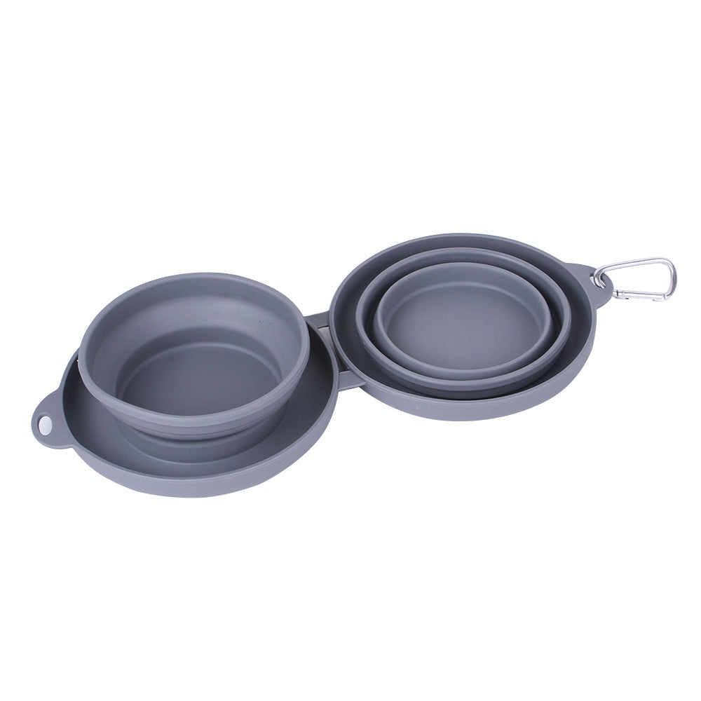Portable Rubber Foldable Double Pet Bowl – Convenient, Space-Saving Feeding Solution!