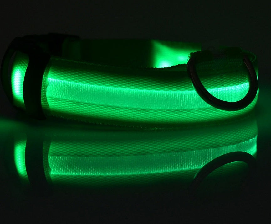 Glow in the Dark LED Pet Collar for Night Safety – Adjustable & Flashing