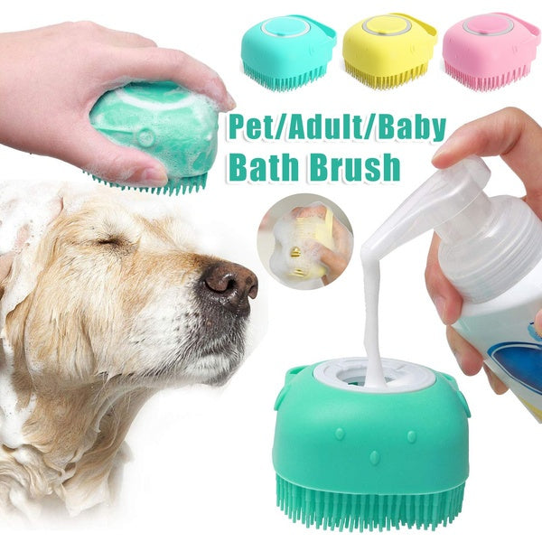 2-in-1 Silicone Dog Bath Massage Gloves – Shampoo Dispenser & Grooming Brush!