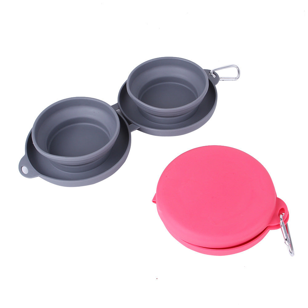 Portable Rubber Foldable Double Pet Bowl – Convenient, Space-Saving Feeding Solution!